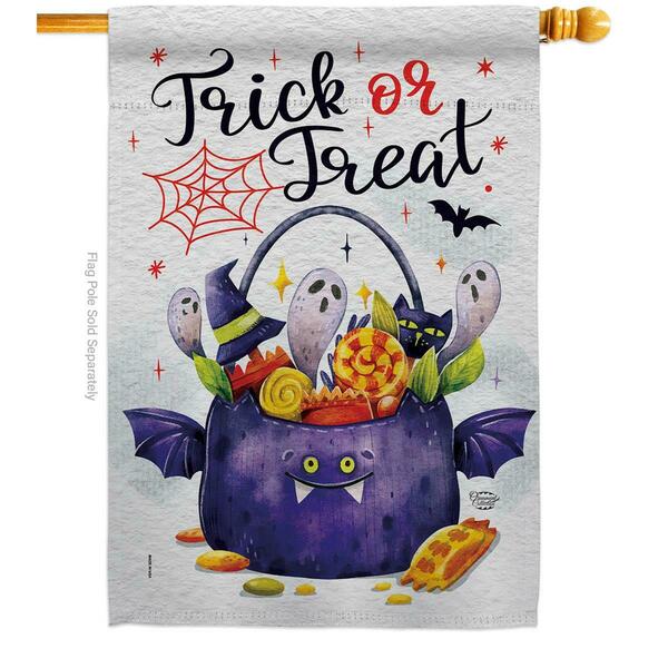 Ornament Collection 28 x 40 in. Falltime Halloween Full Treat House Flag H190180-BO